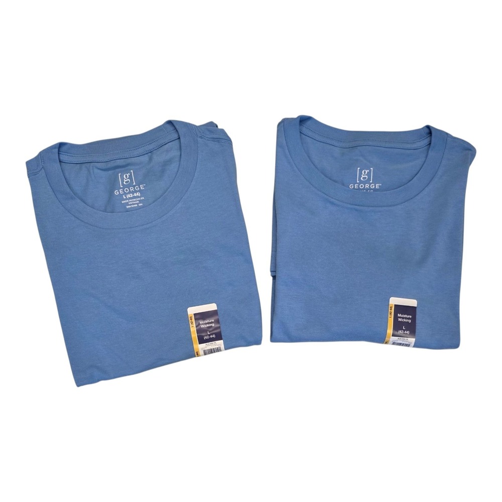 NWT Lot Of 2 George Short Sleeve Moisture Wicking Crew Neck Tshirts Men L  Blue